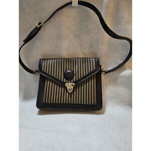 MARCHINO VINTAGE CROSS BODY BAG Black & Brown Striped.